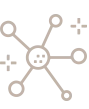 This image features a stylized geometric network diagram with a central circle connected to outer nodes, resembling a molecular structure.